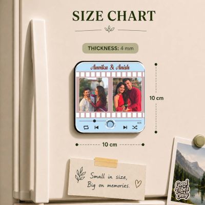 Personalized Music Fridge Magnet with Auto Play Button Custom Photo & Favorite Song Display | Romantic Gift for Couples, Weddings, Engagements & Anniversaries